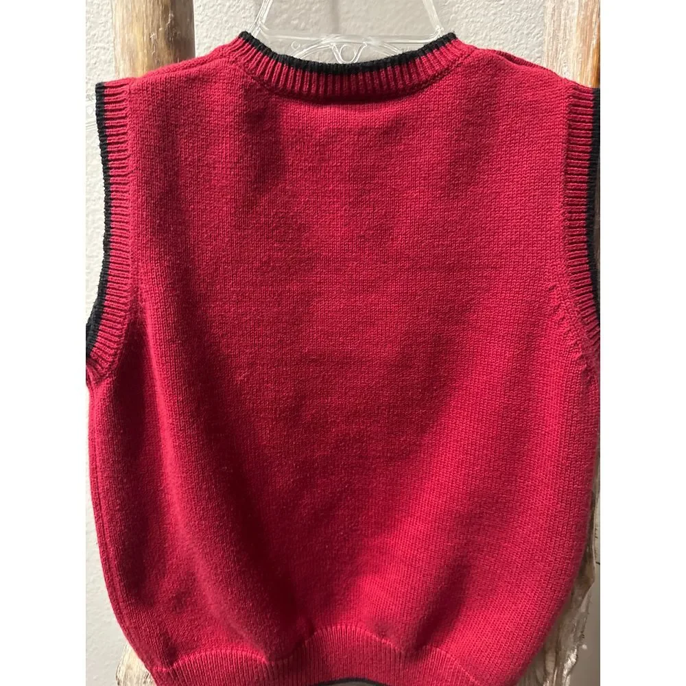 Boys Gymboree Sweater Vest V-Neck‎ Size Small 5-6 Red Black